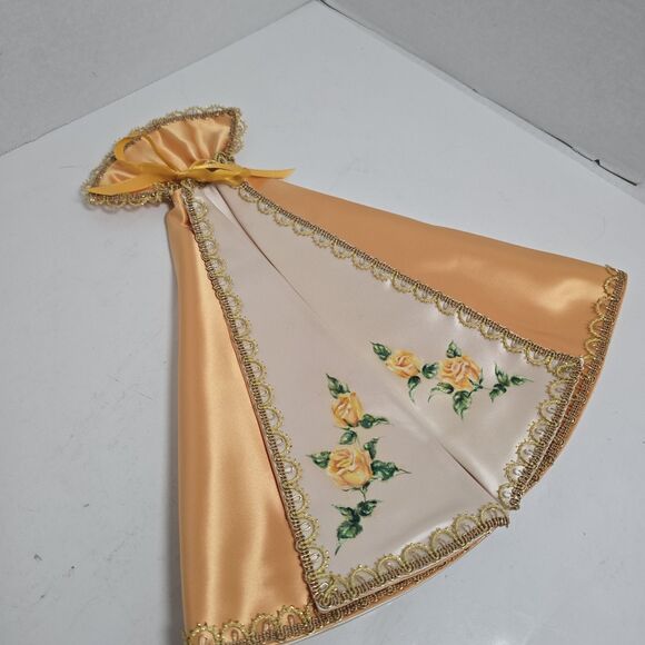 VTG Infant Of Prague Yellow Roses Coordinating Vestments Cape/Robe & Dress 10” L - Picture 4 of 16